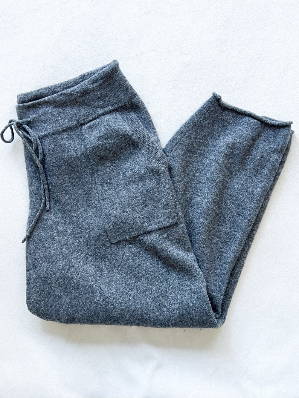 Oats Cashmere Grey Knit Drawstring Lounge Pants - Medium
